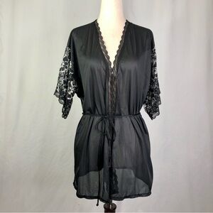 VINTAGE Undercover Wear short peignoir open front top lace sleeves sissy M